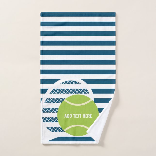 Modern Green Tennis Ball Striped Hand Towel (Hand Towel)