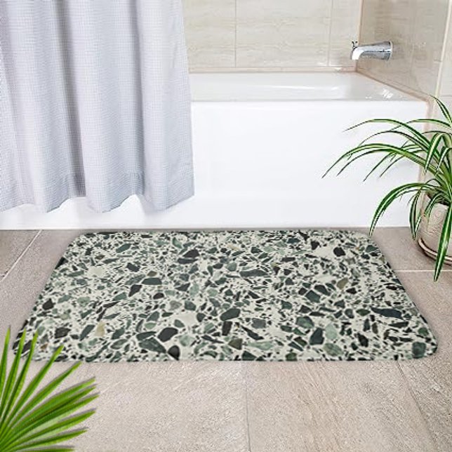 Modern Green Terrazzo Bath Mat (Creator Uploaded)