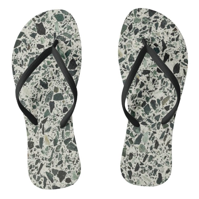 Modern Green Terrazzo Flip Flops (Footbed)
