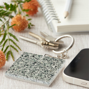 Modern Green Terrazzo Key Ring