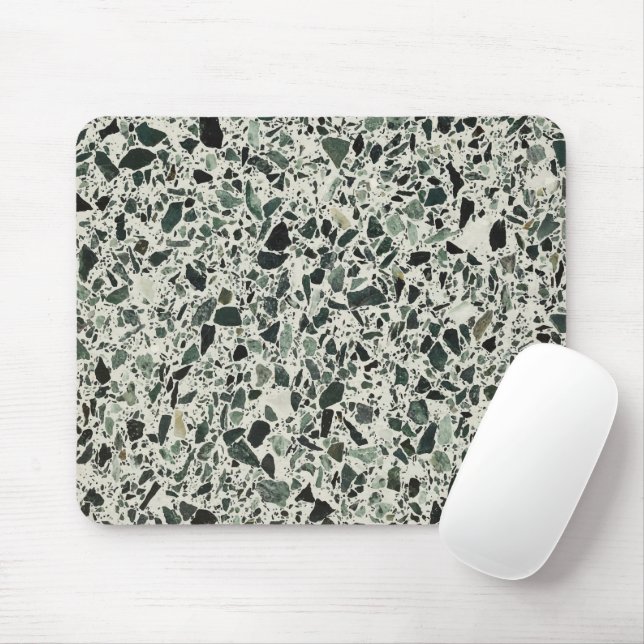 Modern Green Terrazzo Mouse Mat (With Mouse)