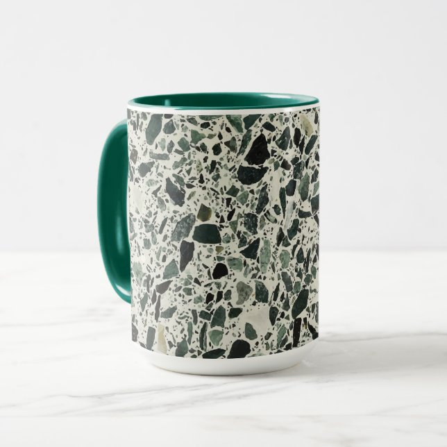 Modern Green Terrazzo Mug (Front Left)