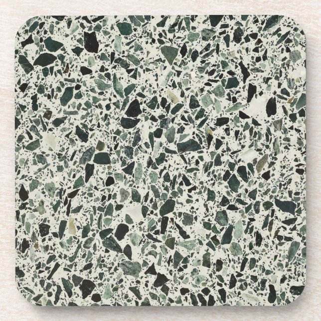 Modern Green Terrazzo Pattern Abstract Coaster (Front)
