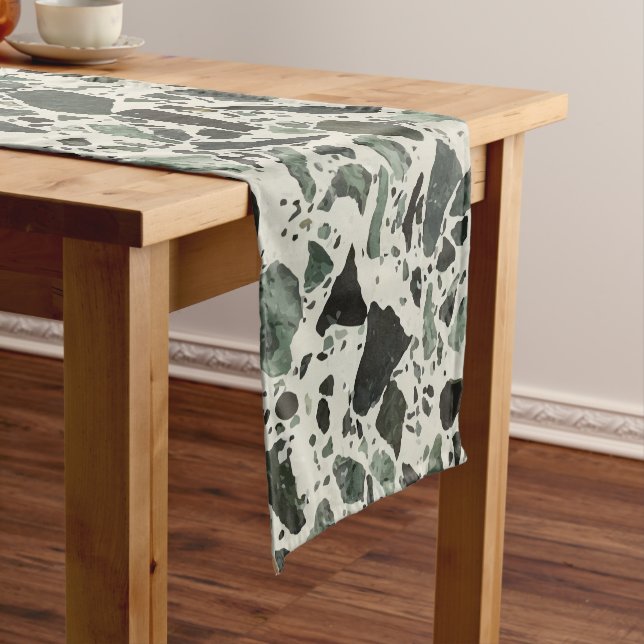 Modern Green Terrazzo Short Table Runner (In Situ)