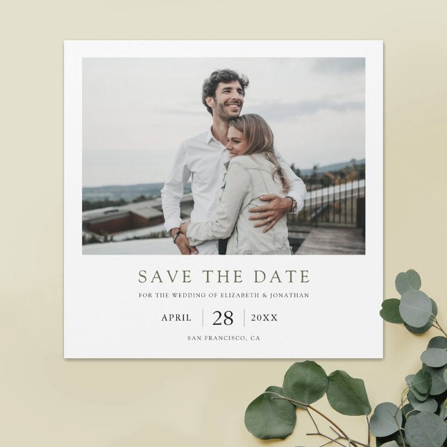 Modern Green Text Photo Save the Date Magnets (Creator Uploaded)