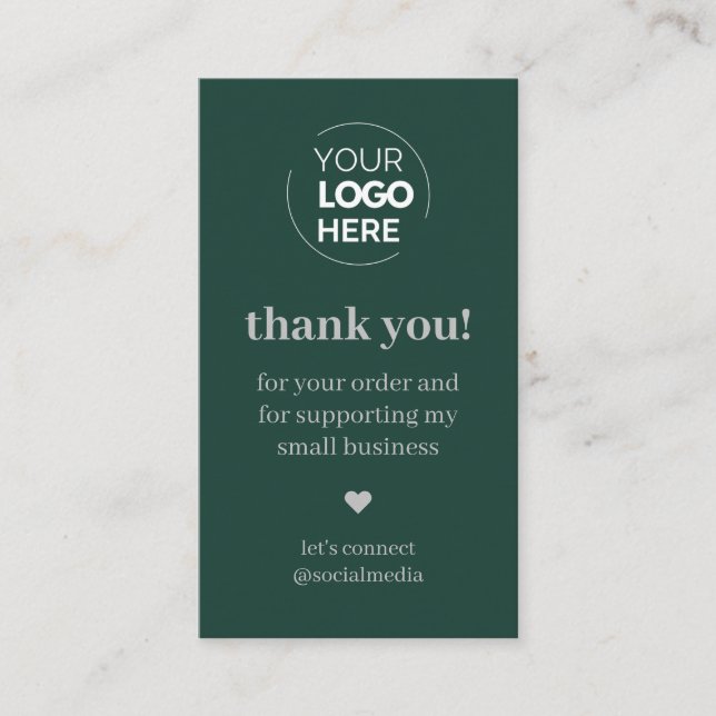 Modern Green Thank You for Shopping Small  Business Card (Front)