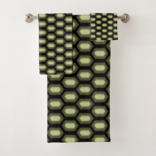 Modern Green Tortoise Skin Pattern Bath Towel Set
