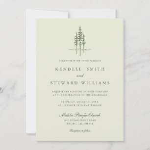 Modern Green Tree Forest Rustic Wedding Invitation