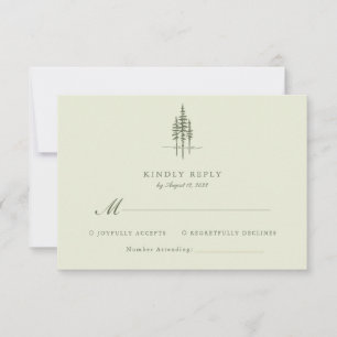 Modern Green Tree Forest Rustic Wedding  RSVP Card