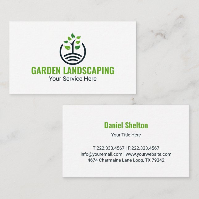 Modern Green Tree Growth Logo Business Card (Front/Back)