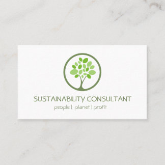 Modern green tree logo sustainability consultant business card