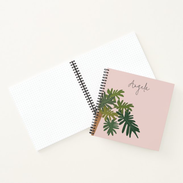 Modern Green Tropical House Plant with Custom  Notebook (Inside)