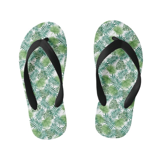 Modern Green Tropical Palms Flip Flops (Footbed)