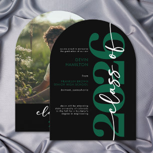 Modern Green Typography Arch Grad Announcement