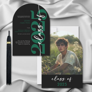 Modern Green Typography Arch Grad Announcement