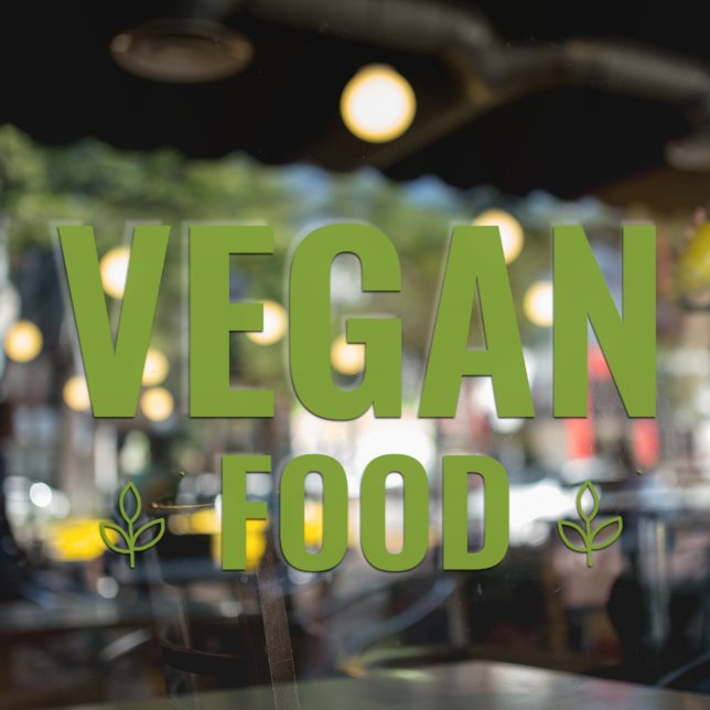 Modern Green Vegan Food  Window Cling (Creator Uploaded)