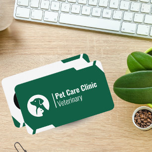 Modern Green Vet Clinic Business Card for Pet Car