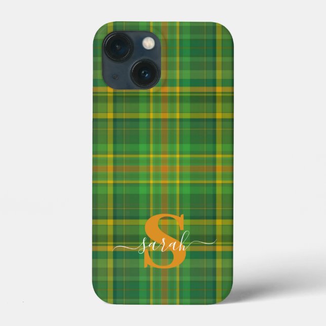 Modern Green Vintage Monogarm Case-Mate iPhone Case (Back)