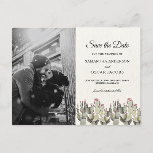 Modern Green Watercolor Cactus Announcement Postcard