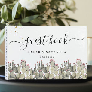 Modern Green Watercolor Cactus Guest Book
