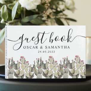 Modern Green Watercolor Cactus  Guest Book