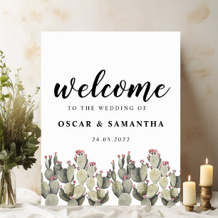 Modern Green Watercolor Cactus  Poster