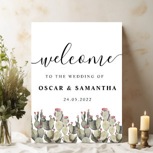 Modern Green Watercolor Cactus  Poster