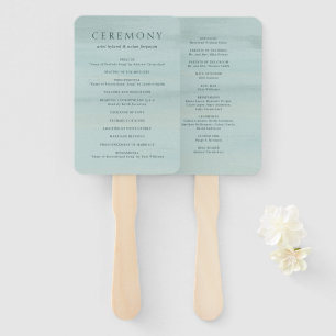 Modern Green Watercolor Elegant Wedding Program Hand Fan