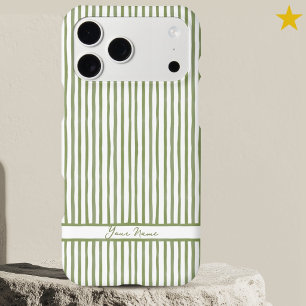 Modern Green Watercolor Stripes Custom Name 