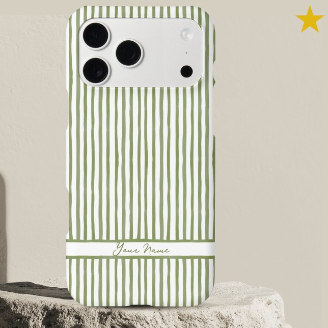 Modern Green Watercolor Stripes Custom Name  (Creator Uploaded)
