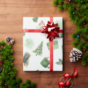 Modern Green Watercolour Christmas Wrapping Paper