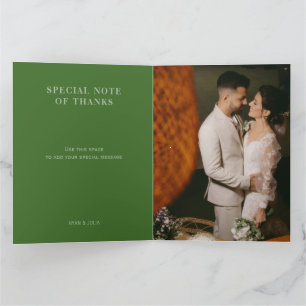 Modern Green Wedding Add Photo Thank You Card
