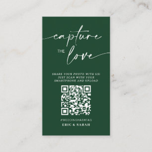 Modern Green Wedding Capture the love Qr Code Enclosure Card