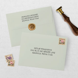 Modern Green Wedding Envelope