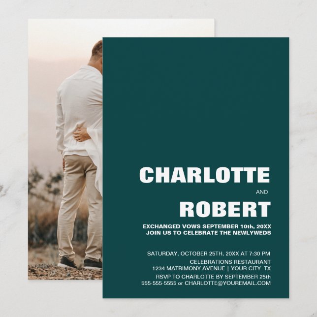 Modern Green Wedding Reception Invitation (Front/Back)