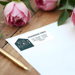 Modern Green We've Moved New Home Address  Label