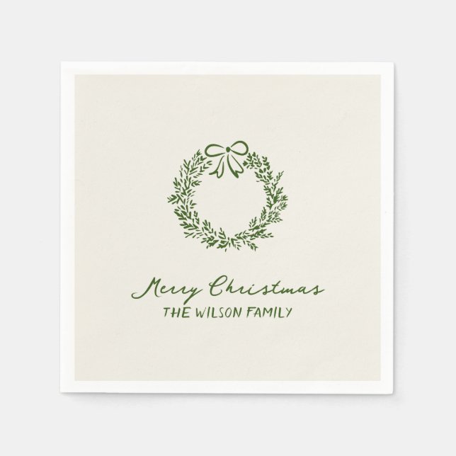 Modern Green Whimsical Christmas Napkin (Front)
