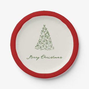 Modern Green Whimsical Christmas Paper Plate