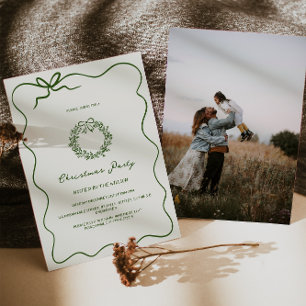 Modern Green Whimsical Christmas Party Invitation