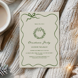 Modern Green Whimsical Christmas Party Invitation