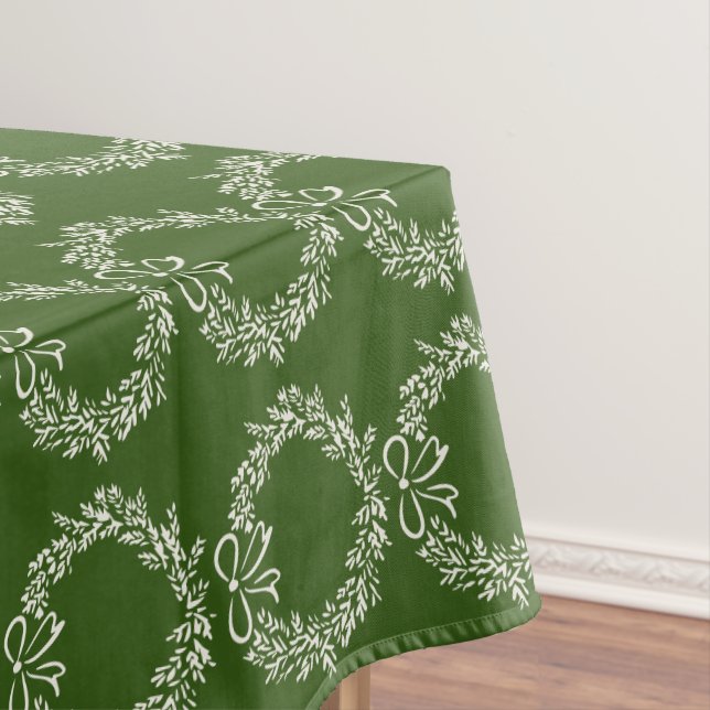 Modern Green Whimsical Christmas Tablecloth (In Situ)