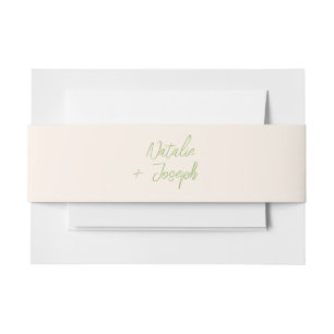 Modern Green Whimsical Floral Summer Wedding Invitation Belly Band