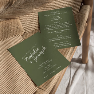 Modern Green Whimsical Summer All In One Wedding Invitation