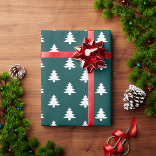 Modern Green & White Christmas Minimalist Holiday Wrapping Paper