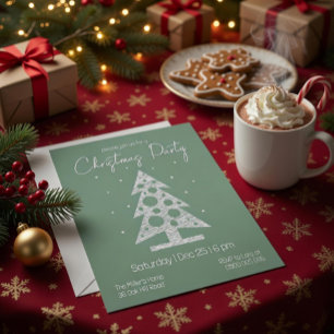 Modern Green & White Christmas Party Invitation