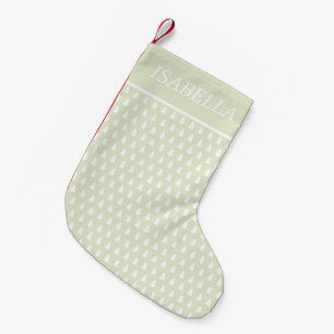 Modern Green White Christmas Tree Pattern Name Small Christmas Stocking