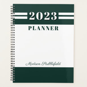 Modern Green White Custom Personalised 2024 Planner