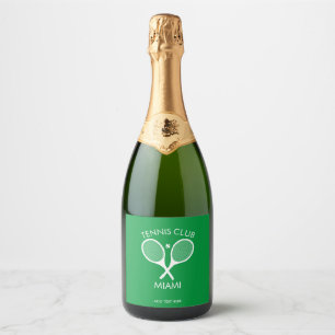 Modern Green White Elegant Classic Tennis Sparkling Wine Label