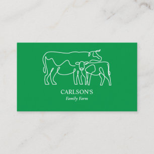Modern Green & White Family Cattle Farm Business Card