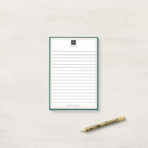 Modern Green White Gold with Business Logo Post-it Notes